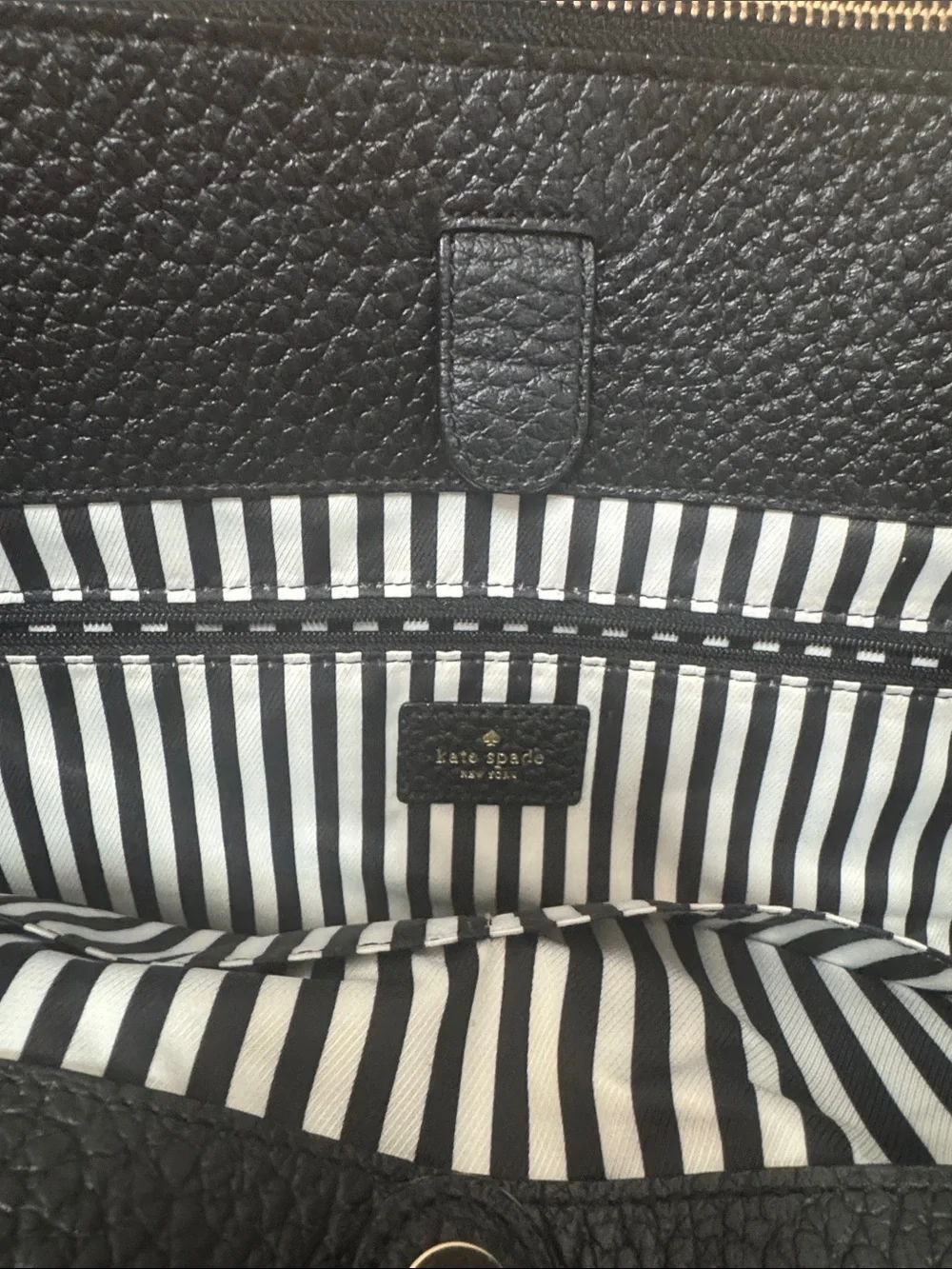 kate spade Black Pebbled Leather Satchel with Tassel